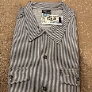 Men's Black and White Striped Shirt